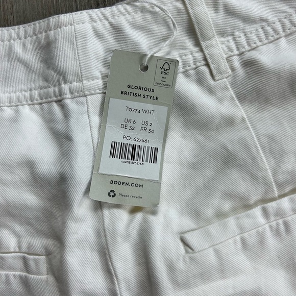 Boden Linen Blend Carrie High Waist Shorts In‎ Ivory - Picture 8 of 9